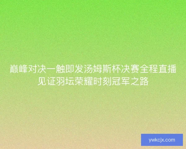 巅峰对决一触即发汤姆斯杯决赛全程直播见证羽坛荣耀时刻冠军之路