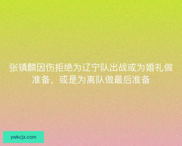 张镇麟因伤拒绝为辽宁队出战或为婚礼做准备，或是为离队做最后准备