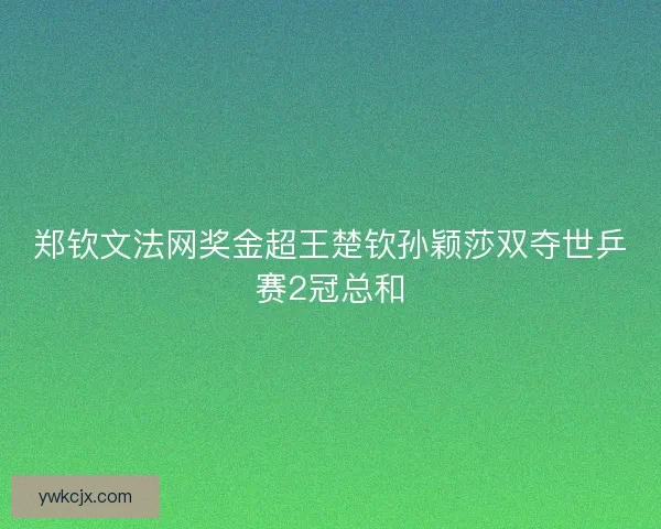 郑钦文法网奖金超王楚钦孙颖莎双夺世乒赛2冠总和