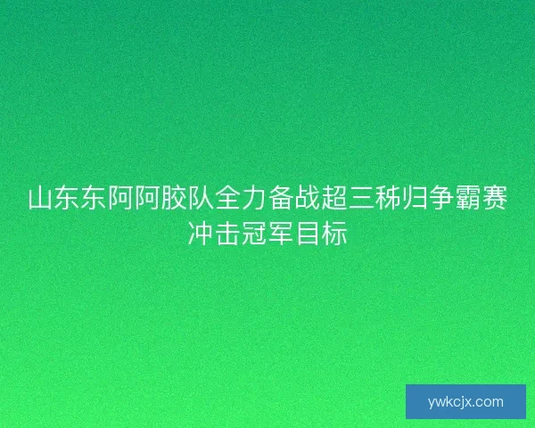山东东阿阿胶队全力备战超三秭归争霸赛冲击冠军目标